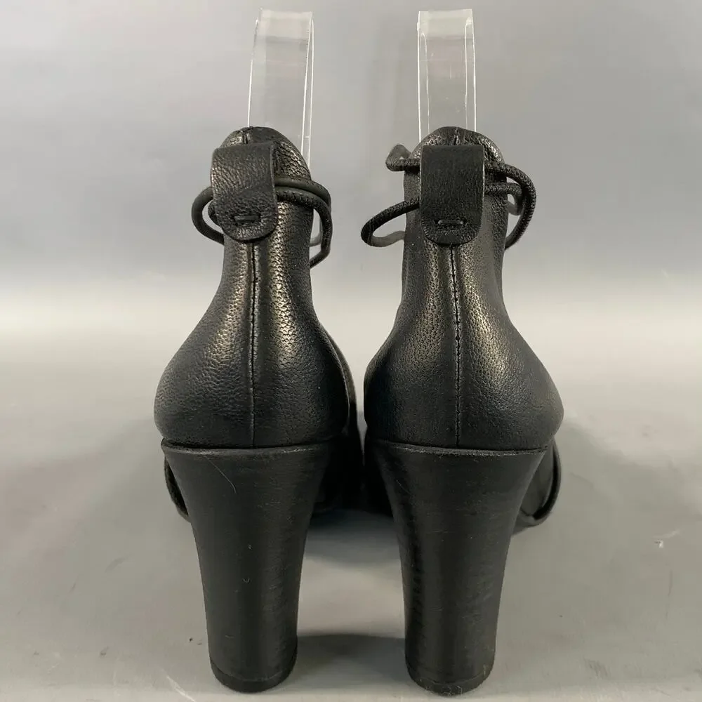 ROBERTO DEL CARLO Size 6.5 Black Leather Ankle Strap Pumps